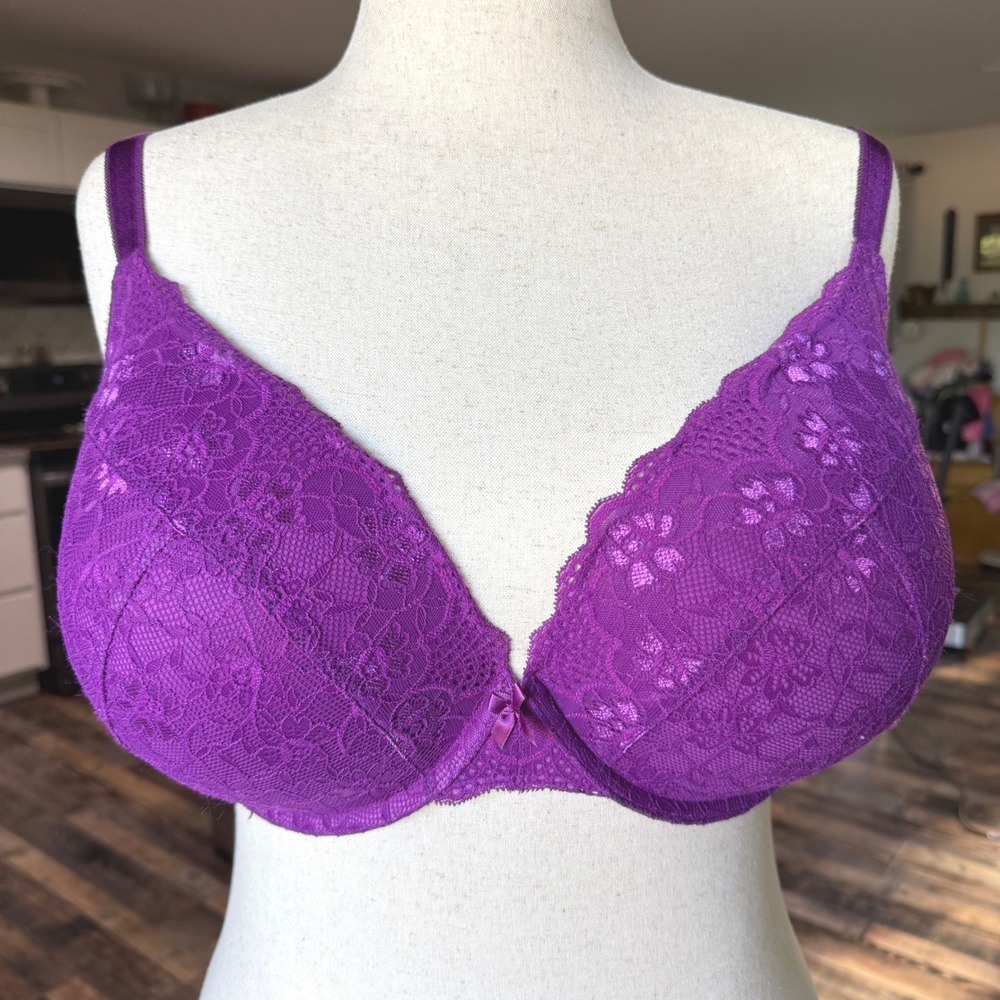 Torrid Purple Floral Lace Full Coverage Underwire Bra 46D 43236091